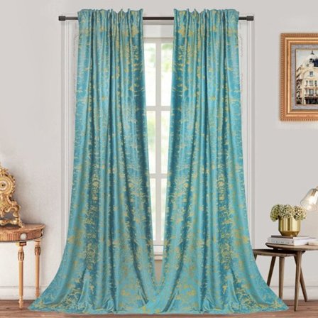 Mjuk Sammet Gardiner Mörkläggningsgardin Termisk Isolering Anti Värme för Vardagsrum, 2 Paneler, Turkos, 132x244cm