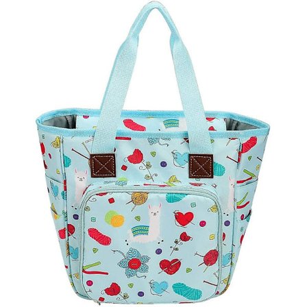 2023 - Garnorganisator, Strikket Print Tote Bag, Ullorganisator, Strikket Organisering, Bærbar Heklegarnorg