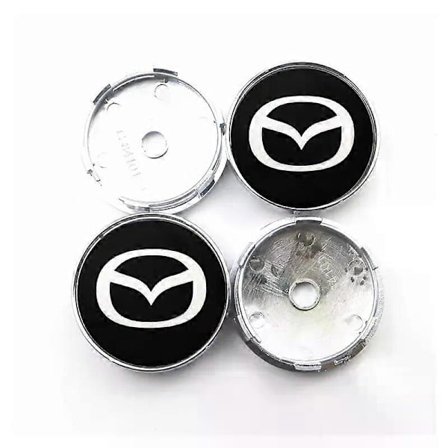 4 stk. 60 mm bilhjulsnav klistermærker fælg centerkapsel emblem badge decal kompatibel til Mazda 3 5 6 323 626 Rx8 7 Mx3 Mx5 Cx5 Atenza Axela