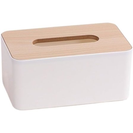 Pappersbox - Våtservetter - Stor papperskorg toalettpappershållare - Våtservettsbox - Pappershållare - Trälock - Våtservetter med lock och 