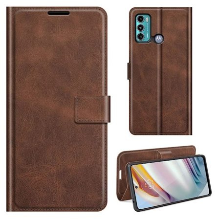 Hållbart konstläder Motorola Moto G40 Fusion / Motorola Moto G60 fodral med plånbok - Brun