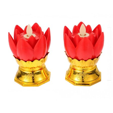 2 stk Lotus Lampe Batteri LED Lampe Finials Dekorativ
