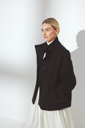 NA-KD kurzer Mantel mit hohem Kragen - Frühlingsjacken - Schwarz - EU 32