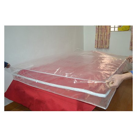 Plastik madrasbeskyttelsesbetræk med praktisk lynlås, vandtæt og rivefast opbevaringspose til flytning, opbevaring og transport (150x200x25cm) KLB