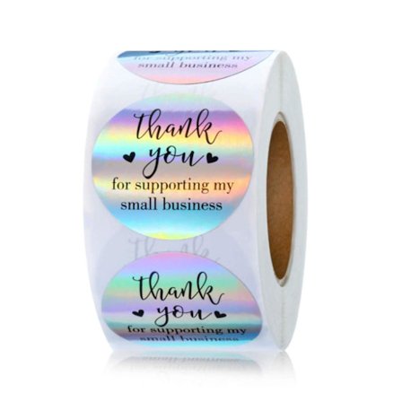 1 tum tack för att stödja mina småföretag klistermärken rulle, 500 st/rulle tack klistermärken för gratulationskort