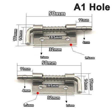 1 Par 304 rustfritt stål lastet Hengsel Sikkerhet Fjærbolt Bar