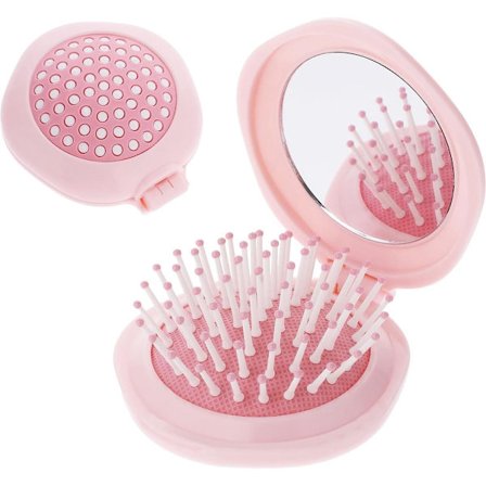 Hårbørste - Mini Hårbørste - Sammenklappelig Hårbørste - m/ Spejl - Kam - Frisørkam