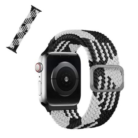 Apple Watch 40 mm klockarmband med nylonmönster - Svart Och Vit Svart