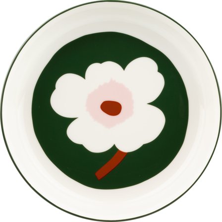 Marimekko Unikko tallerken 20,5 cm - Hvid / grøn / lyserød | KitchenOne
