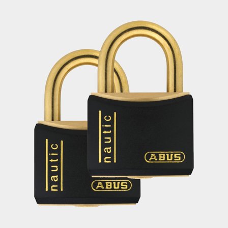 Hangslot ABUS T84MB/40, met beugel in messing, Ø6.5 mm, gelijksluitend, zwart, 2-pack