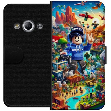 Kompatibel Tegnebogsetui til Samsung Galaxy Xcover 3 Livlig spilverden-inspireret illustration med smilende blokmotiv i forgrunden, farverig fantasie