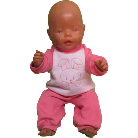 Rosa-vit mysdress till Baby Born, dockkläder