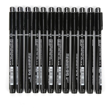 12 st Linjeteckningspenna Skriv smidigt Bra Vattentät Inga blekningsfläckar Blödande Finspetspennor för Designer Illustrator09903 0,3