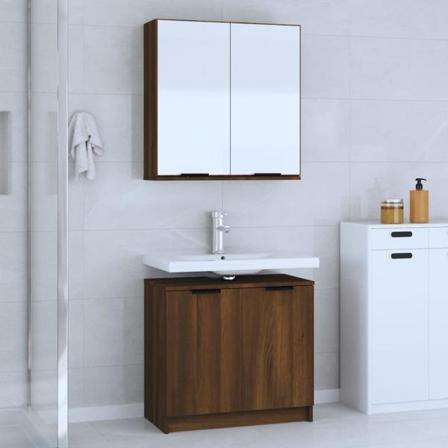 Vidaxl Badrumsskåp 2 Delar Brun Ek Konstruerat Trä Brun