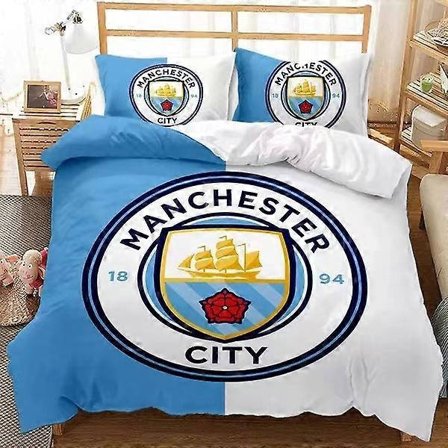 2025 Nyaste Sängkläder Set, Fotbollsklubbstryck Påslakanset, Mjukt Mikrofibermaterial, Inkluderar Örngott, 3-Delars Set