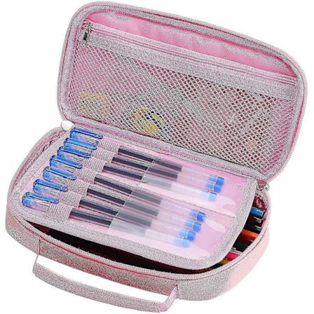 Blyantsæske Stor Dobbelt Lynlåse Multifunktionel Kontorartikler