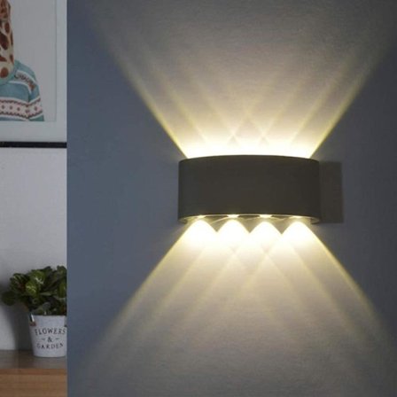 Moderne Vegglampe, LED-vegglampe i aluminium med frostet lakkfinish, 8W LED-vegglampe for innendørs og utendørs bruk, støpt legeringskropp for soverom