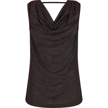 Freequent, Glit top black cappuchino Zwart, Dames, Maat:XS