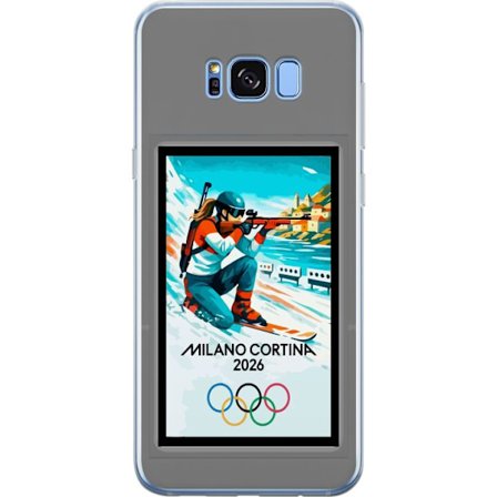 Kompatibelt Mobildeksel til Samsung Galaxy S8+ Retroplakat Cortina Milano 2026 med fjell, vintersportsutøvere, italienske trikolor, Milano-katedralen