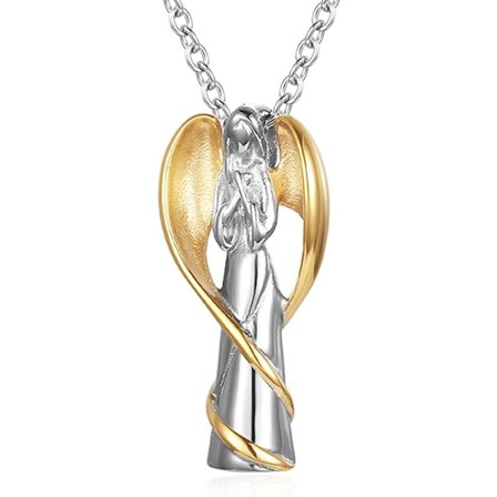 Kremeringsurna Halsband för Aska Ängelvinge Minnessak Locket Rostfritt Stål Kors Kremering Smycken Vattentät Minneshänge (Stil #3)