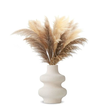 Vase for Pampas Grass Hvit, Moderne Keramisk Dekorativ Vase for Tørkede Blomster, Donut Spiral Blomster Vase Rund Vase med Hull