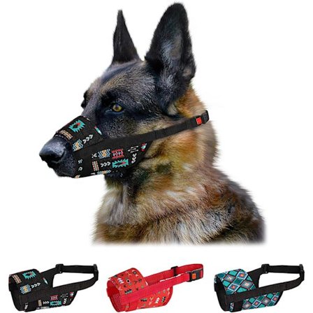 CollarDirect munnkurv for små, mellomstore og store hunder, myk pustende nylon, sikkerhetsmønster, munndeksel, anti-bitt, ab