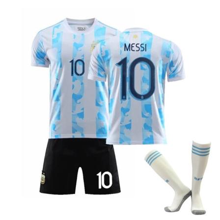 2021 Argentina trøje Maradona nr. 10 Messi kamp sports træning hjemme- og udebanefodbolduniformssæt mænd Home No. 10 with socks Children's size 16