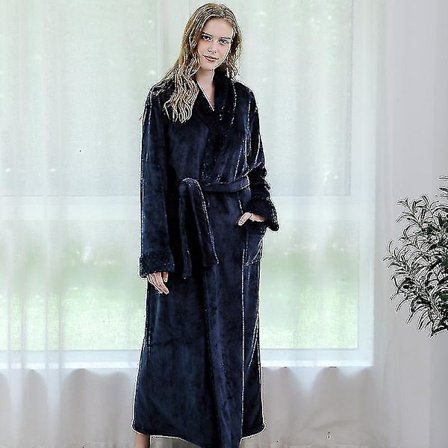 Kvinnor Män Vinter Plus Size Flanellrock Extra lång Huva Varm Morgonrock Lovers Tjock Kimono Badrock Man Morgonrock Robes