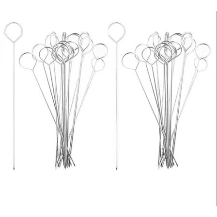 Rustfrie stålsgrillspyd: 100 ekstra lange grillspyd i rustfritt stål på 20 cm - grill- og kebabtilbehør - multifunksjonelle metallspyd.