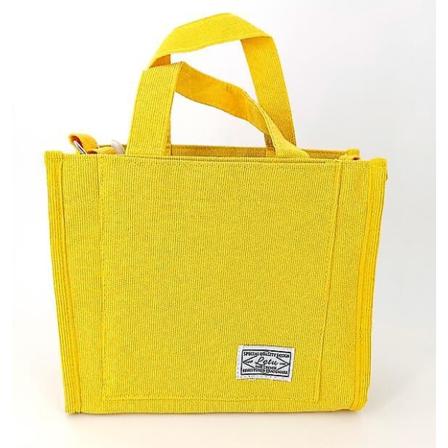 Kvinner Corduroy Glidelås Skulderveske Liten bomullslerret veske Casual Tote Dame Eco Crossbody Bag Vintage Messenger Bags Yellow