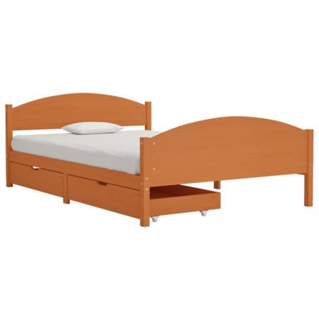 Vidaxl Sängram Med 2 Lådor Honungsbrun Massiv Furu 140x200 Cm Brun