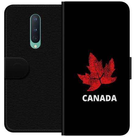 Yhteensopiva Lompakkokotelo OnePlus OnePlus 8 Graafinen vaahteralogo punaisella mustaa taustaa vasten, jossa on selkeä Kanada-viittaus ja minimalisti