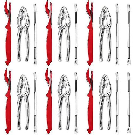 20-delt sjømatverktøysett - 8 gafler, 6 krabbeknekker, 6 hummerverktøy