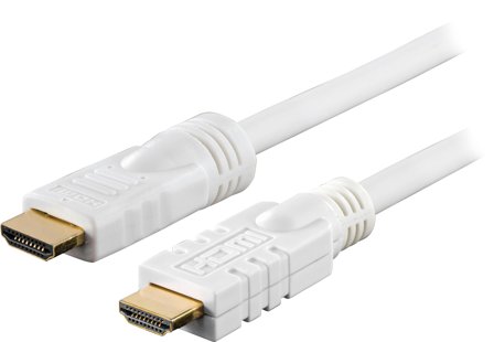 Deltaco HDMI-1151 - HDMI med Ethernet-kabel - HDMI (hann) til HDMI (hann) - 15 m - hvit - 4K-støtte