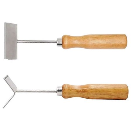 Biavlningsskovl, Rustfrit Stål Dronningebi Udelukkelse Biavl Ramme Rengøringsskovl med Træhåndtag