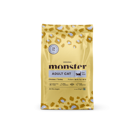 Monster Pet Food - Original Adult kylling/kalkun 2 kg - Katt - Kattefôr & kattemat - Tørrfôr for katt - ZOO.no
