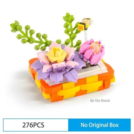 Byggnad Klossar Kit Skrivbord Bonsai Eternal Rosa Sakura Körsbärsträd Kruka Växt 3D Modell Gör-det-själv Mini tegelstenar leksak