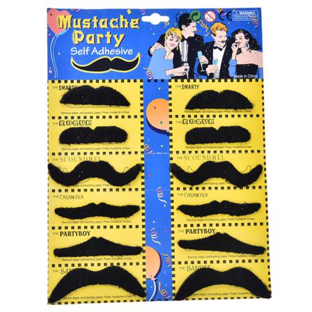 12pcs Set Män Svart Fake Mustasch Mustasch Rolig Skägg Party