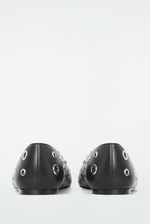 COS Women's Eyelet Leather Ballet Flats in Black