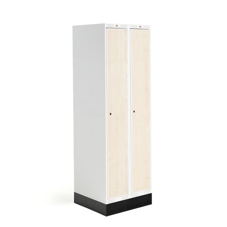 Schülerspind ROZ, 2 Module, 2 Türen, 1890x600x550 mm, Birke, inkl. Sockel