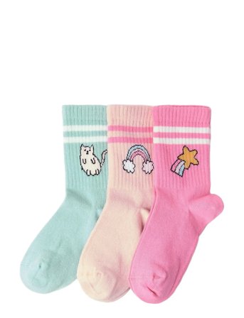 Lindex Sock 3 P Sg Kawaii - Multi/patterned - 22/24