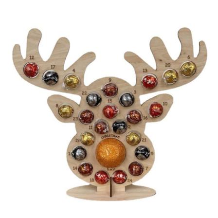 Julgran Älg Adventskalender Chokladställ Dekor i Trä Elk