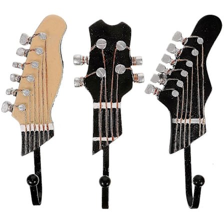 3 stk. Dekorative guitarformede kroge i harpiks Vægkrog Hjemmemusikdekorationer - God VUI