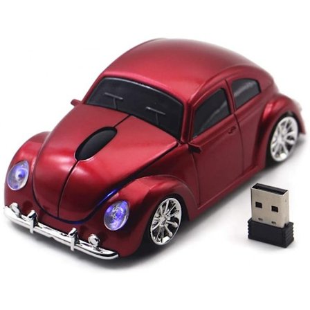 Bilmus trådlös mus för bärbar dator och stationär dator med 2,4 GHz USB-mottagare LED-strålkastare (röd)