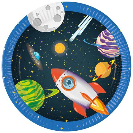Rumraket Paptallerkner 23 cm 8-pakning