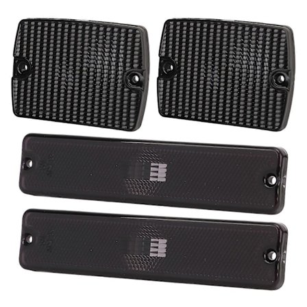 4 stk. Sidemarkeringslys og blinklyslyshus 56001378 Erstatning for Jeep Wrangler YJ, røksvart