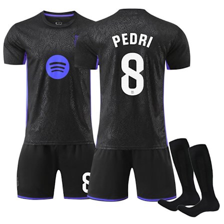 25-26 sesongen Barcelona Black Mamba spesialutgave nr. 8 PEDRI draktsett (inkludert sokker), fotballutstyr for barn og voksne.