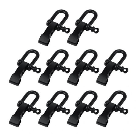10 stk. Paracord Armbånd Sjækel Spænde, Bue Anker Sjækel Lås D Sjækel Clip Justerbar til Overlevelse Sort