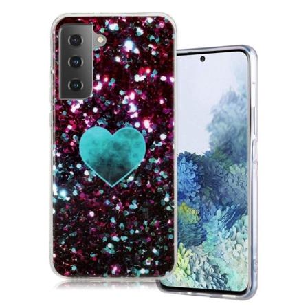Marmormotiv Samsung Galaxy S21 Plus 5G skal - Blått Hjärta Blå