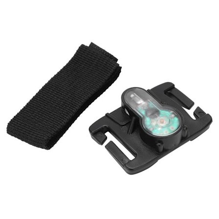 Utendørs Mini Overlevelseslys IPX8 Vanntett Sikkerhetssignallampe med Belte for Vestveske Svart Base Grønt Lys